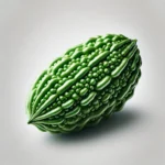 DALL·E 2024-12-13 03.25.22 - A single, clear image of a fresh bitter melon (korola) placed on a white background. The texture and green color of the bitter melon should be detaile