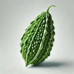 DALL·E 2024-12-13 03.30.12 - A close-up image of a fresh bitter gourd, showcasing its unique texture and green color, placed on a plain white background